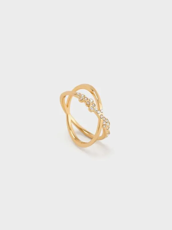 Women Reverie Crystal CrissCross Ring 8211 Gold CHARLES and KEITH Rings Women Reverie Crystal CrissCross Ring 8211 Gold CHARLES and KEITH Rings