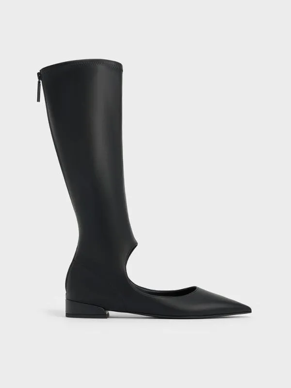 Women Robbie CutOut PointedToe KneeHigh Boots 8211 Black CHARLES and KEITH Boots Women Robbie CutOut PointedToe KneeHigh Boots 8211 Black CHARLES and KEITH Boots