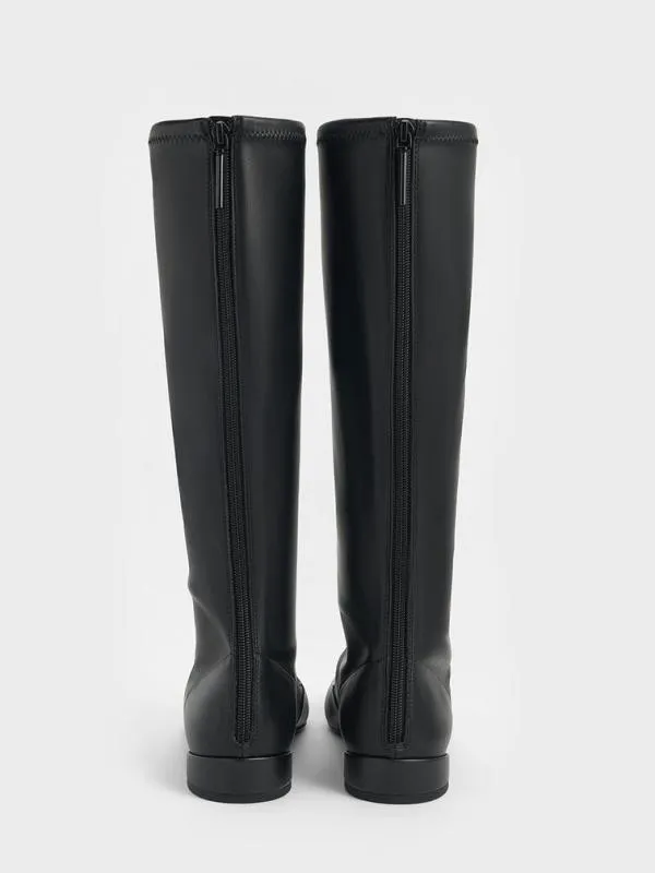 Women Robbie CutOut PointedToe KneeHigh Boots 8211 Black CHARLES and KEITH Boots