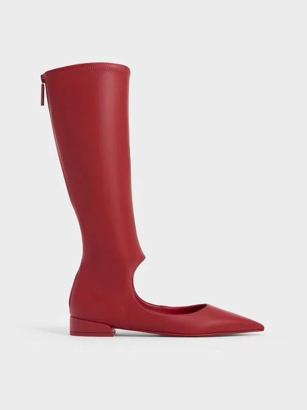 Women Robbie CutOut PointedToe KneeHigh Boots 8211 Red CHARLES and KEITH Boots Women Robbie CutOut PointedToe KneeHigh Boots 8211 Red CHARLES and KEITH Boots