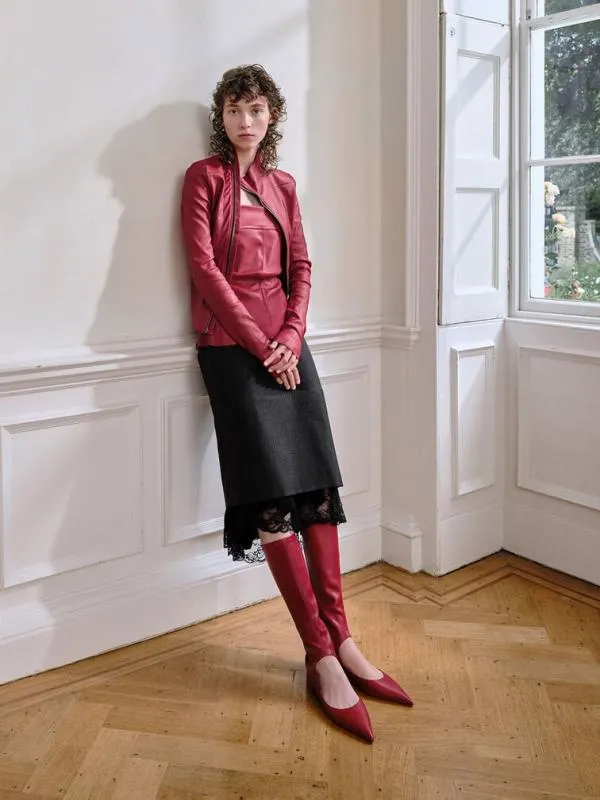 Women Robbie CutOut PointedToe KneeHigh Boots 8211 Red CHARLES and KEITH Boots
