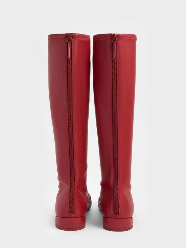 Women Robbie CutOut PointedToe KneeHigh Boots 8211 Red CHARLES and KEITH Boots