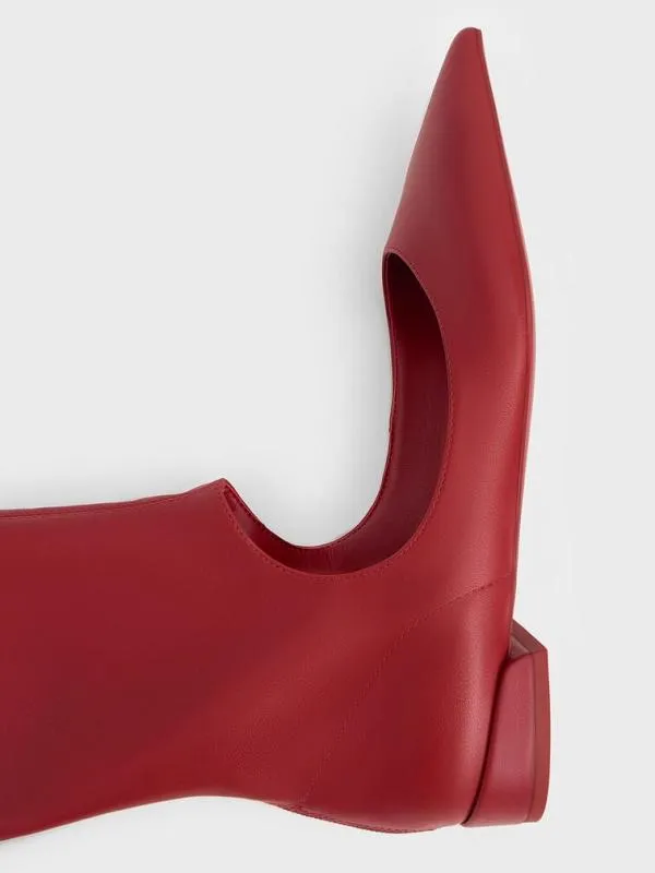 Women Robbie CutOut PointedToe KneeHigh Boots 8211 Red CHARLES and KEITH Boots