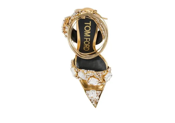 Women Sandals Tom Ford Mirror Leather And Crystal Stones Pointy Jewel Sandal Goldcrystal Women Sandals Tom Ford Mirror Leather And Crystal Stones Pointy Jewel Sandal Goldcrystal