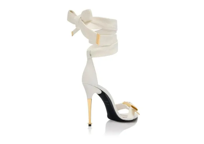 Women Sandals Tom Ford Textured Ribbon Buckle Ankle Wrap Sandal Chalk Women Sandals Tom Ford Textured Ribbon Buckle Ankle Wrap Sandal Chalk