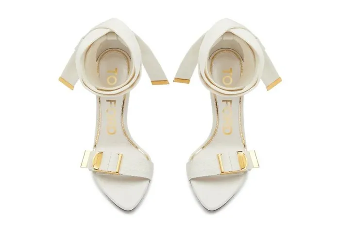 Women Sandals Tom Ford Textured Ribbon Buckle Ankle Wrap Sandal Chalk Women Sandals Tom Ford Textured Ribbon Buckle Ankle Wrap Sandal Chalk
