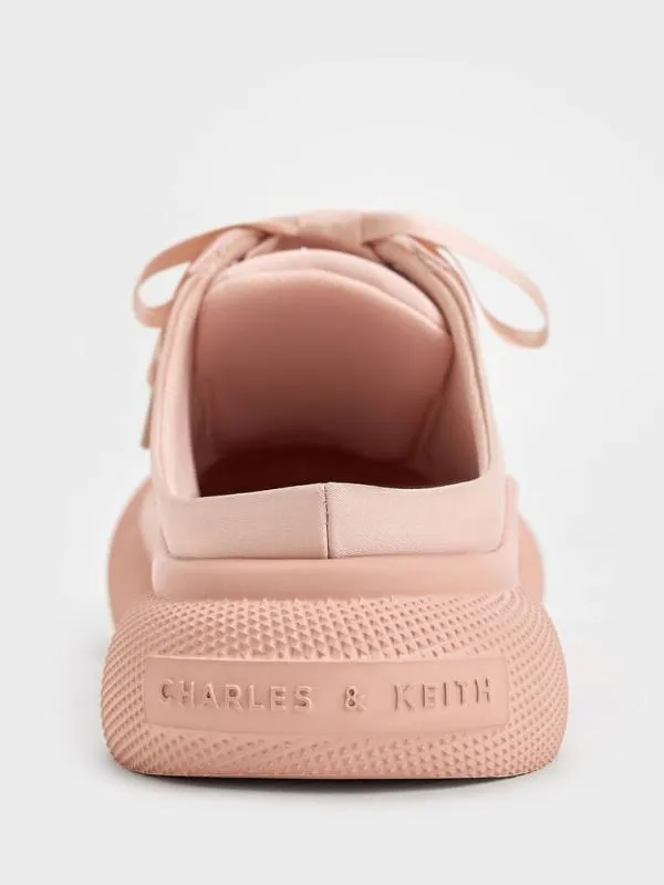 Women Satin LaceUp SlipOn Sneakers 8211 Light Pink CHARLES and KEITH Sneakers
