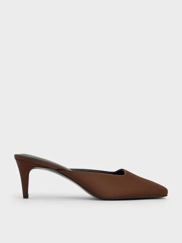 Women Satin SquareToe BladeHeel Mules 8211 Dark Brown CHARLES and KEITH Heels Women Satin SquareToe BladeHeel Mules 8211 Dark Brown CHARLES and KEITH Heels