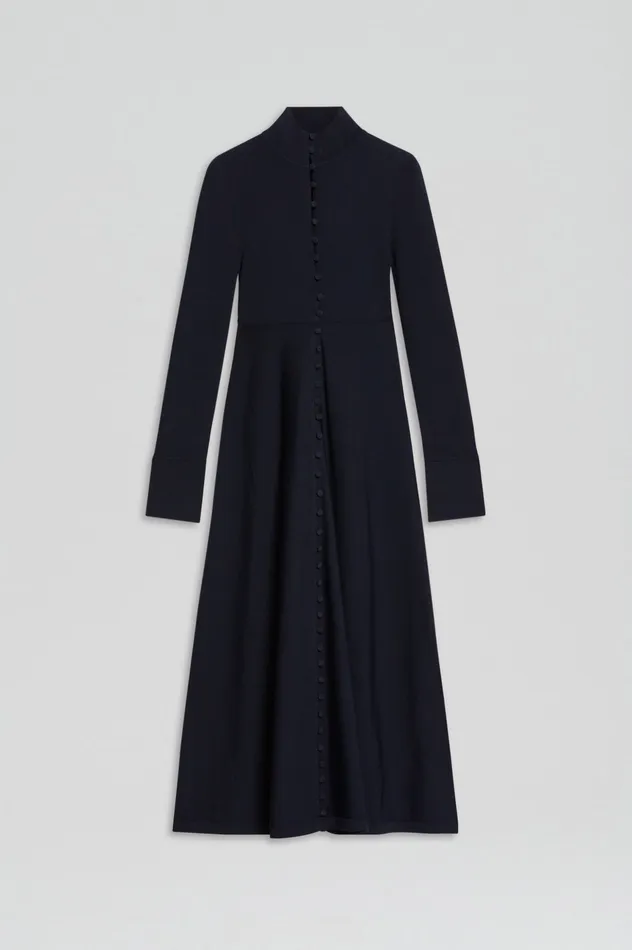 Women Scanlan Theodore CREPE KNIT BUTTON POLO DRESS NAVY Knitwear Women Scanlan Theodore CREPE KNIT BUTTON POLO DRESS NAVY Knitwear
