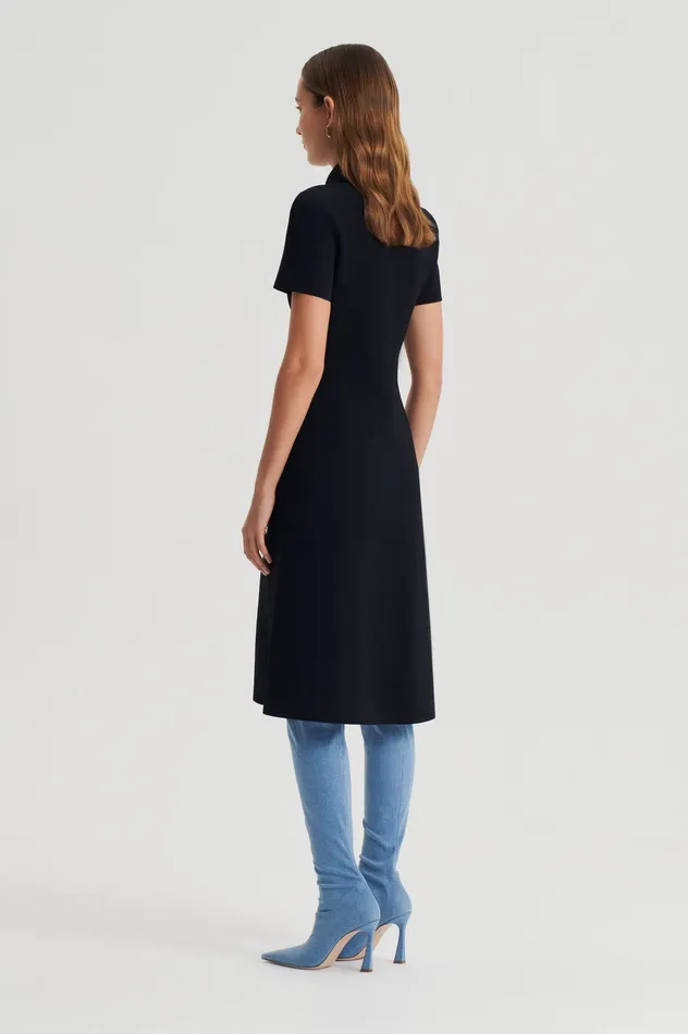 Women Scanlan Theodore CREPE KNIT ZIP DRESS BLACK Dresses