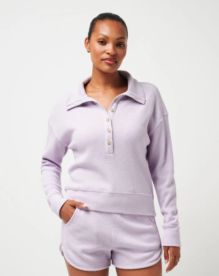 Women Shirts and Tops TravisMathew LONG WEEKEND HENLEY Heather Iris
