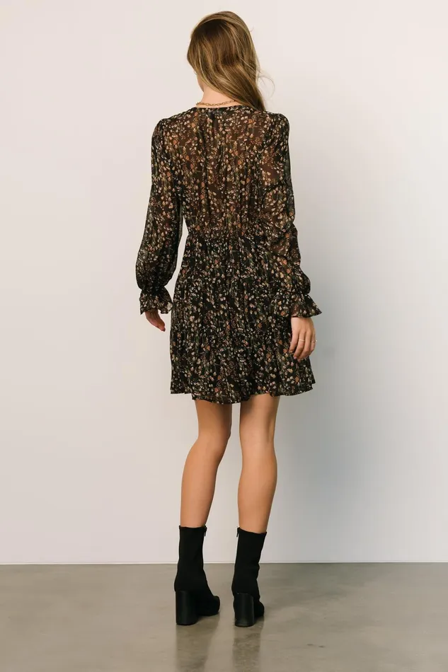 Women Short Dresses Baltic Born Huxley Tiered Short Dress Black Multi Floral Women Short Dresses Baltic Born Huxley Tiered Short Dress Black Multi Floral
