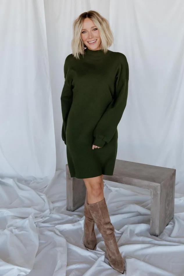 Women Short Dresses Baltic Born Jennings Sweater Dress Deep Olive