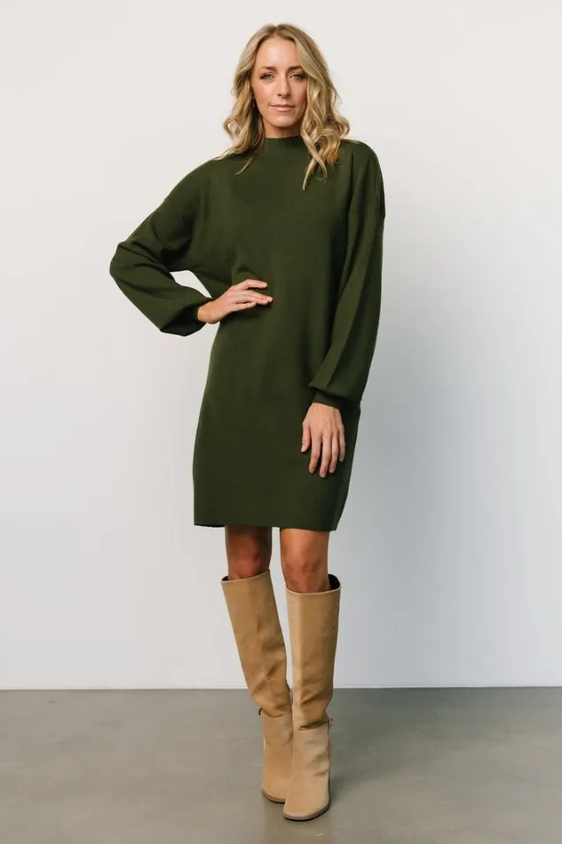 Women Short Dresses Baltic Born Jennings Sweater Dress Deep Olive Women Short Dresses Baltic Born Jennings Sweater Dress Deep Olive