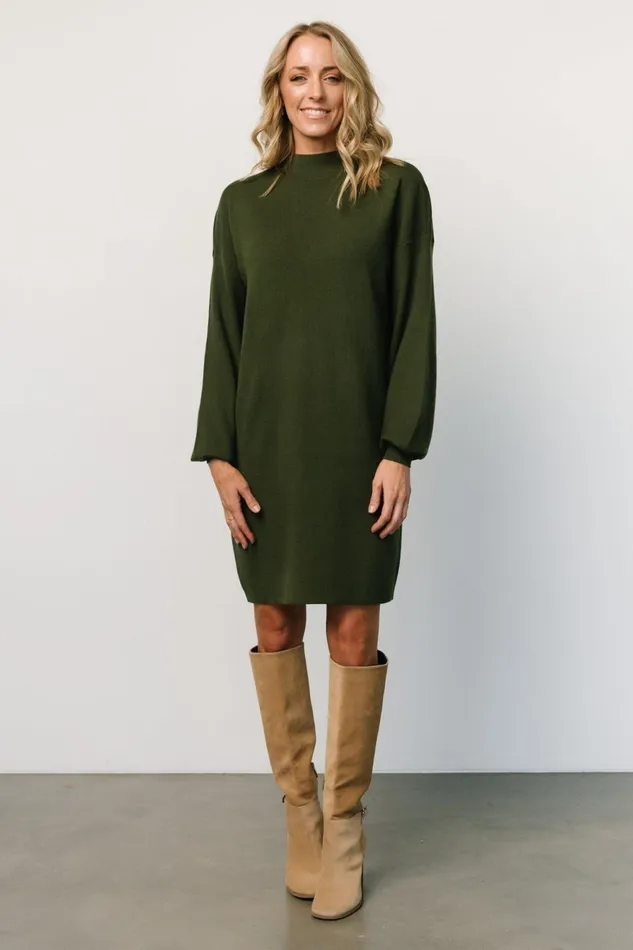 Women Short Dresses Baltic Born Jennings Sweater Dress Deep Olive Women Short Dresses Baltic Born Jennings Sweater Dress Deep Olive