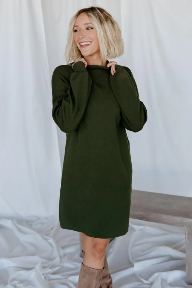 Women Short Dresses Baltic Born Jennings Sweater Dress Deep Olive Women Short Dresses Baltic Born Jennings Sweater Dress Deep Olive