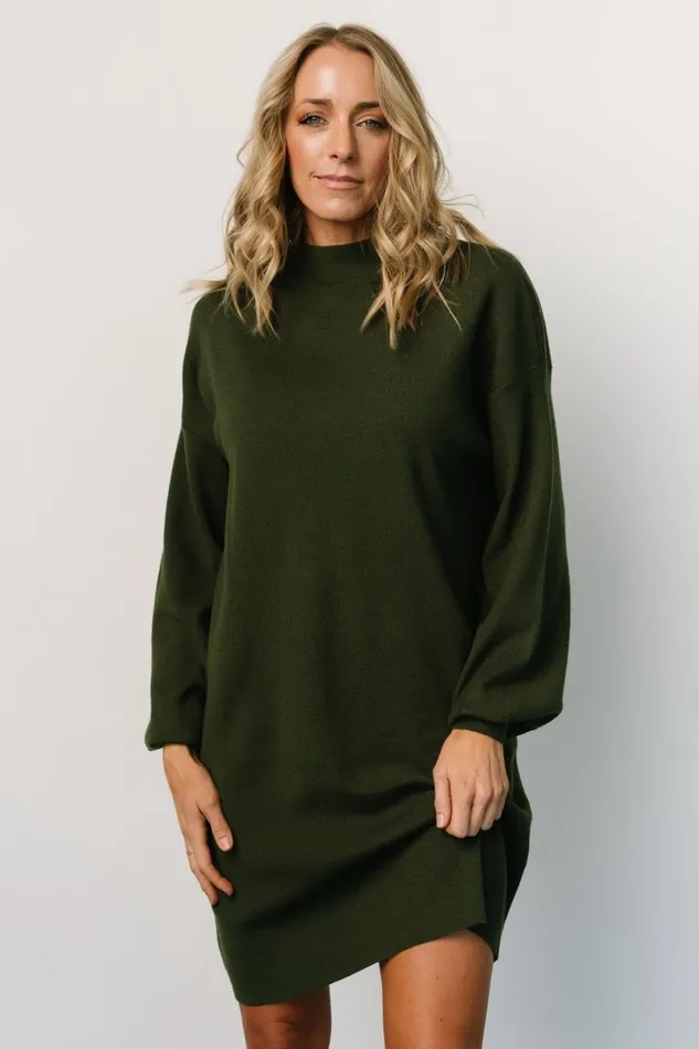 Women Short Dresses Baltic Born Jennings Sweater Dress Deep Olive Women Short Dresses Baltic Born Jennings Sweater Dress Deep Olive
