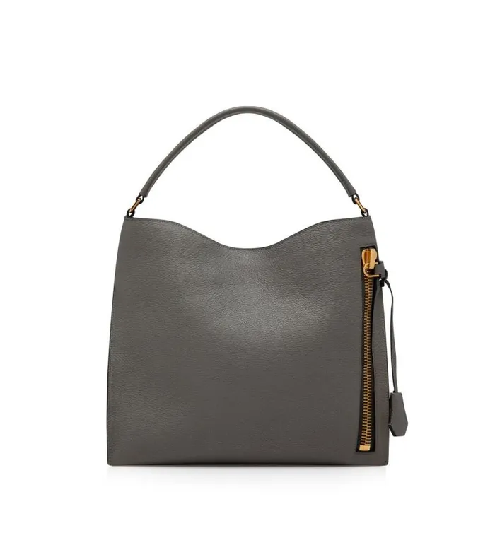 Women Shoulder Bags Tom Ford Grain Leather Alix Small Hobo Graphite