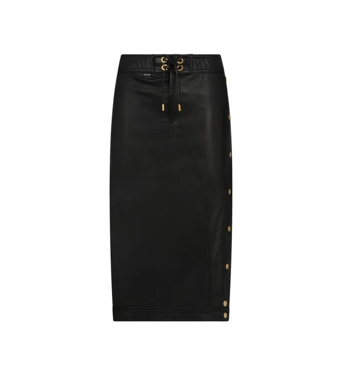 Women Skirts Tom Ford New Plonge Leather Skirt Black