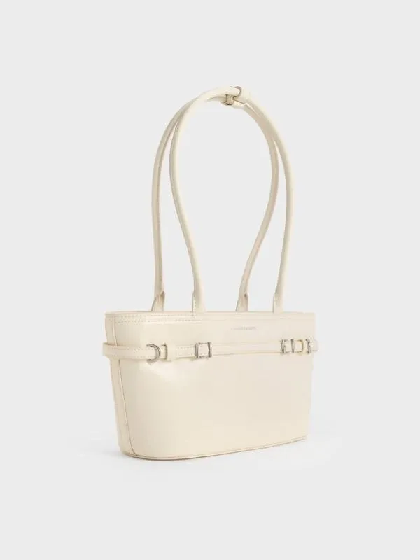 Women Sloane ElongatedHandle Shoulder Bag 8211 Cream CHARLES and KEITH Shoulder Bags