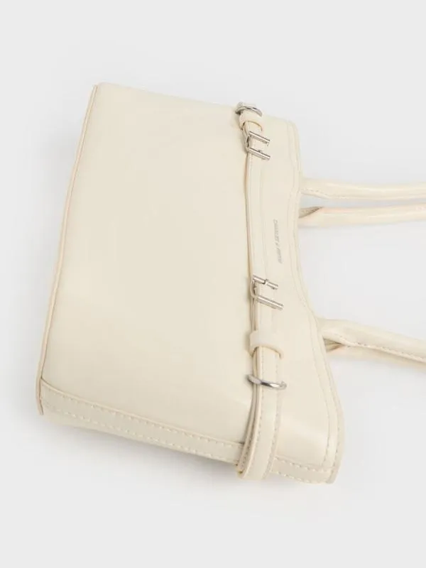Women Sloane ElongatedHandle Shoulder Bag 8211 Cream CHARLES and KEITH Shoulder Bags