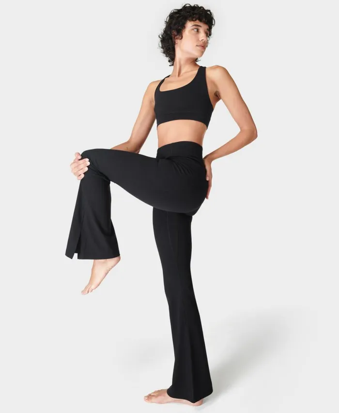 Women Soft Sculpt Flare Yoga Trousers Black Sweaty Betty Trousers