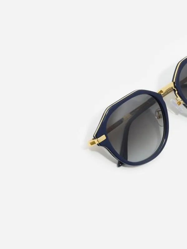 Women Solana Angular Oval Sunglasses 8211 Navy CHARLES and KEITH Round