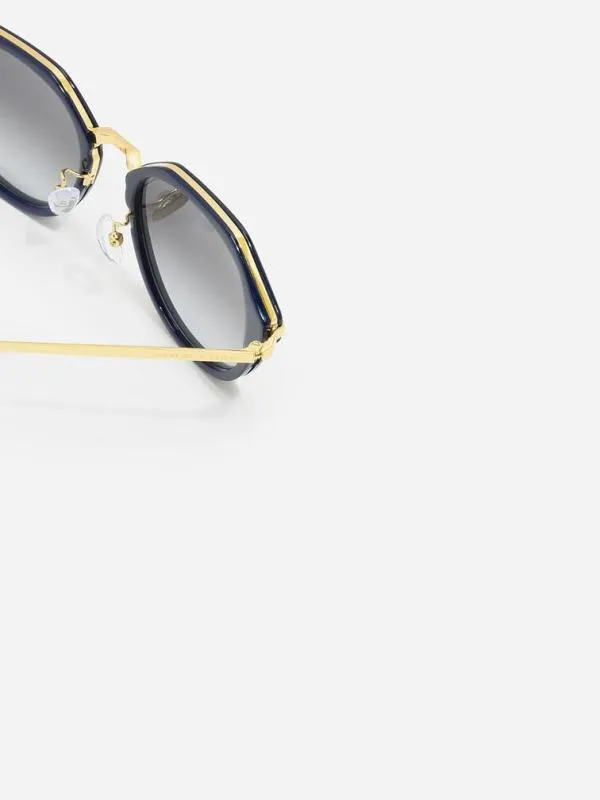 Women Solana Angular Oval Sunglasses 8211 Navy CHARLES and KEITH Round