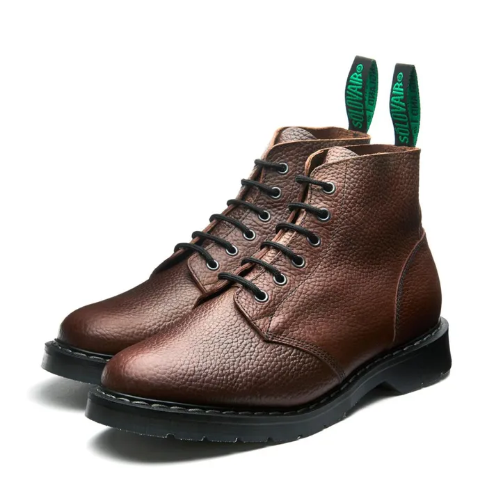 Women Solovair Astronaut Boots Gaucho Brown Grain 6 Eye Astronaut Boot