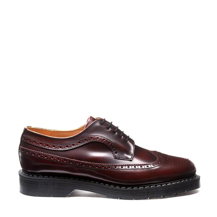 Women Solovair Brogue Shoes Burgundy RubOff American Brogue Shoe