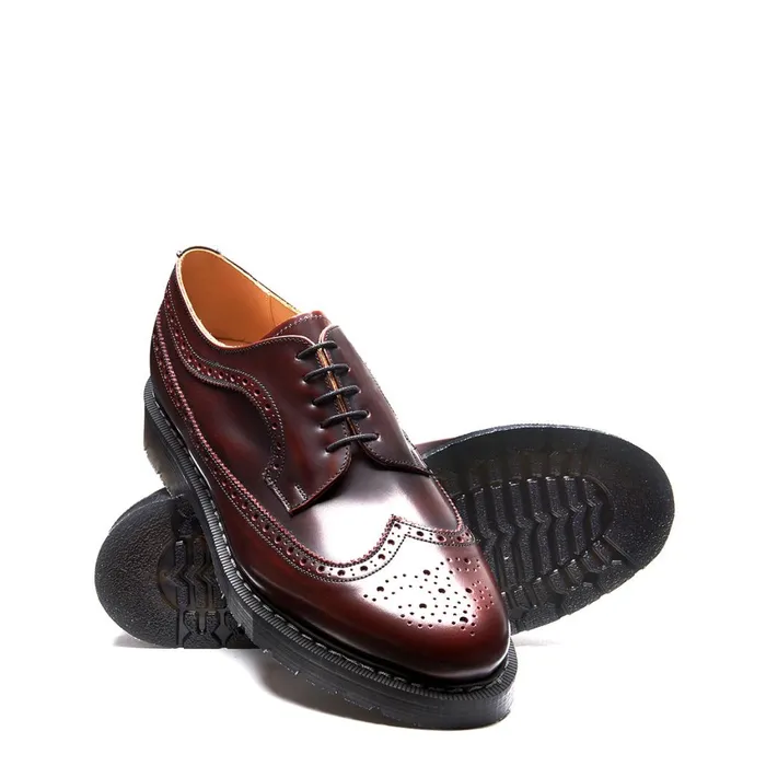 Women Solovair Brogue Shoes Burgundy RubOff American Brogue Shoe