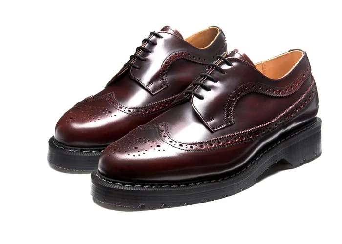 Women Solovair Brogue Shoes Burgundy RubOff American Brogue Shoe