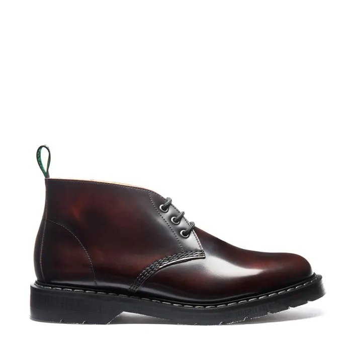Women Solovair Chukka Boots Burgundy RubOff 3 Eye Chukka Boot