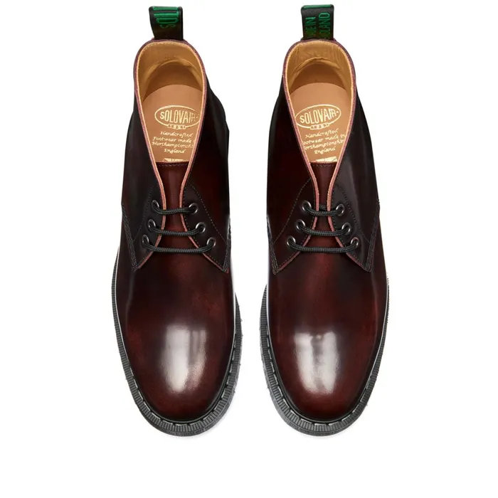 Women Solovair Chukka Boots Burgundy RubOff 3 Eye Chukka Boot