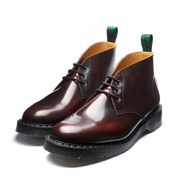 Women Solovair Chukka Boots Burgundy RubOff 3 Eye Chukka Boot