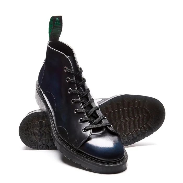 Women Solovair Monkey Boots Navy Blue RubOff Monkey Boot