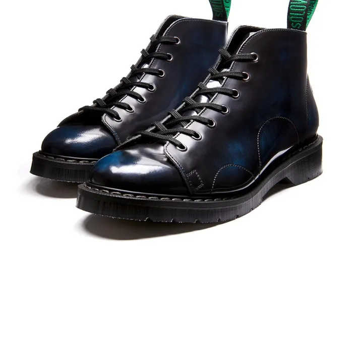 Women Solovair Monkey Boots Navy Blue RubOff Monkey Boot