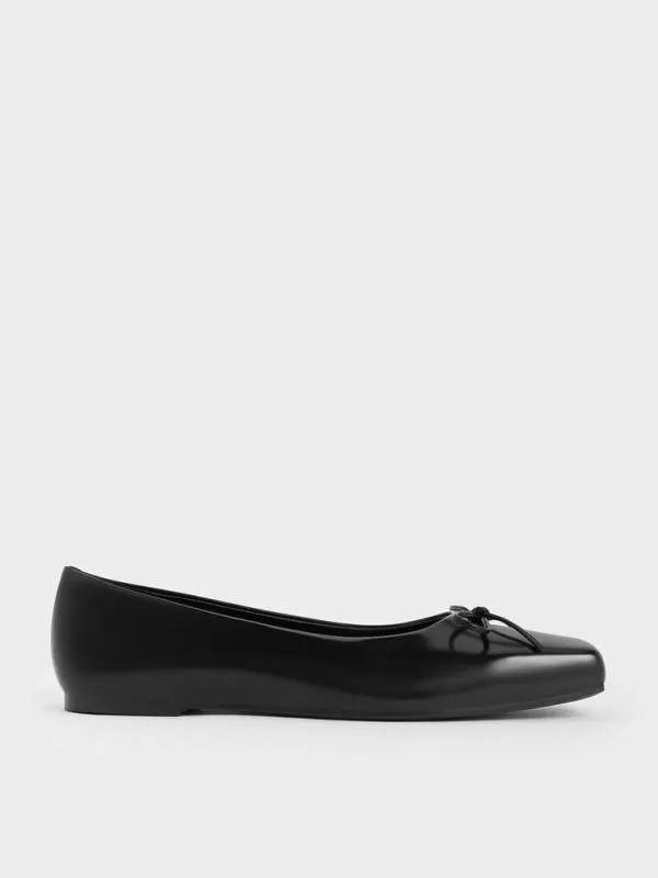 Women SquareToe Bow Ballet Flats 8211 Black Box CHARLES and KEITH Ballet Flats Women SquareToe Bow Ballet Flats 8211 Black Box CHARLES and KEITH Ballet Flats