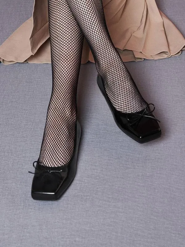Women SquareToe Bow Ballet Flats 8211 Black Box CHARLES and KEITH Ballet Flats