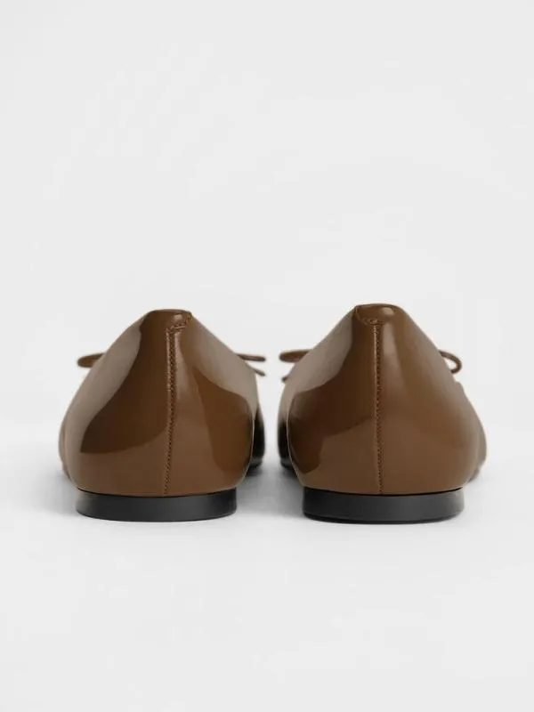 Women SquareToe Bow Ballet Flats 8211 Brown CHARLES and KEITH Ballet Flats