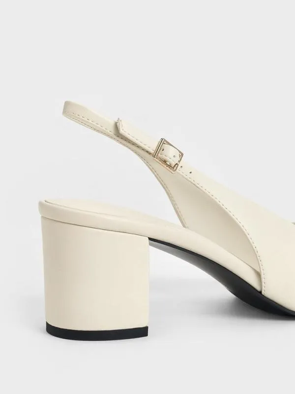 Women SquareToe Slingback Pumps 8211 Chalk CHARLES and KEITH Heels