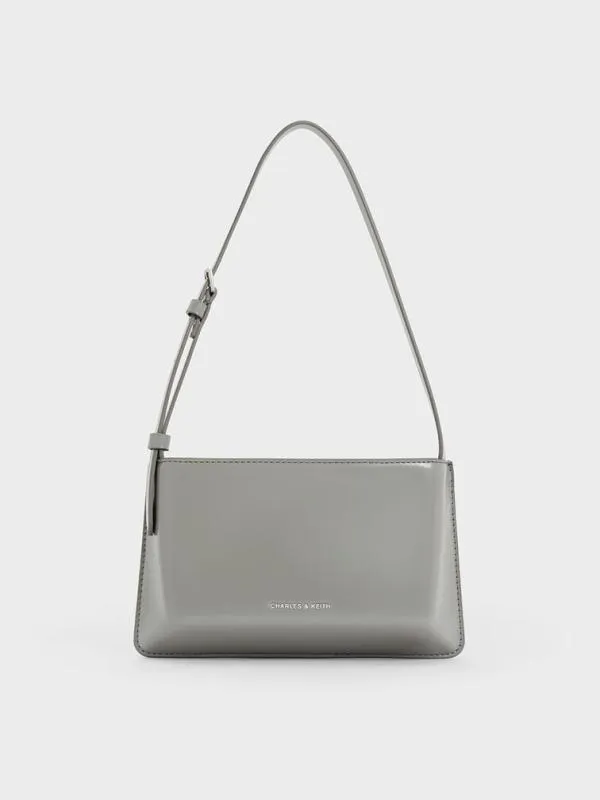 Women Structured Boxy Shoulder Bag 8211 Grey CHARLES and KEITH Shoulder Bags