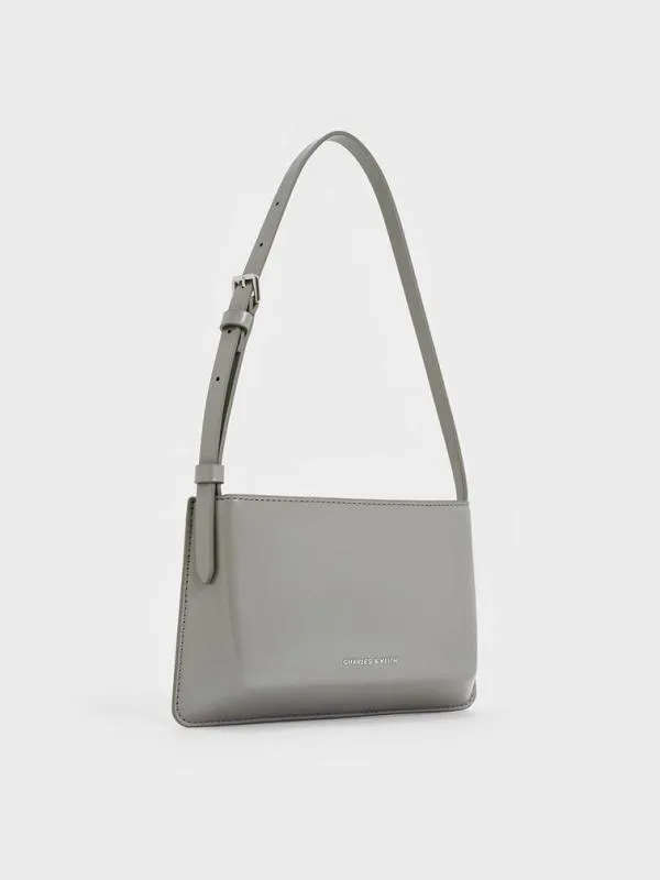 Women Structured Boxy Shoulder Bag 8211 Grey CHARLES and KEITH Shoulder Bags