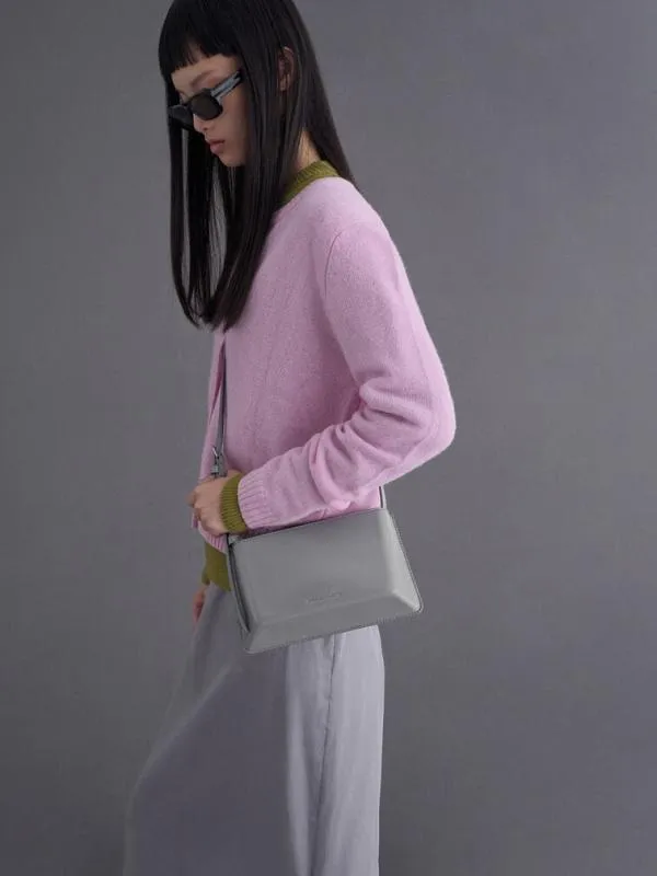 Women Structured Boxy Shoulder Bag 8211 Grey CHARLES and KEITH Shoulder Bags