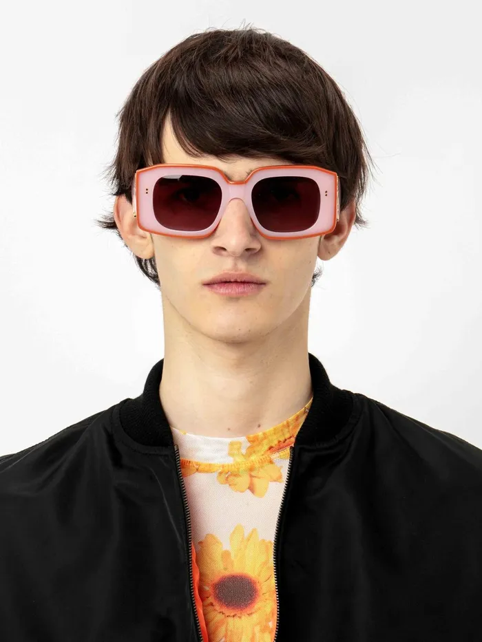 Women SUNGLASSES JW Anderson LARGE SQUARE BUMPER SUNGLASSES Pinkorange Women SUNGLASSES JW Anderson LARGE SQUARE BUMPER SUNGLASSES Pinkorange