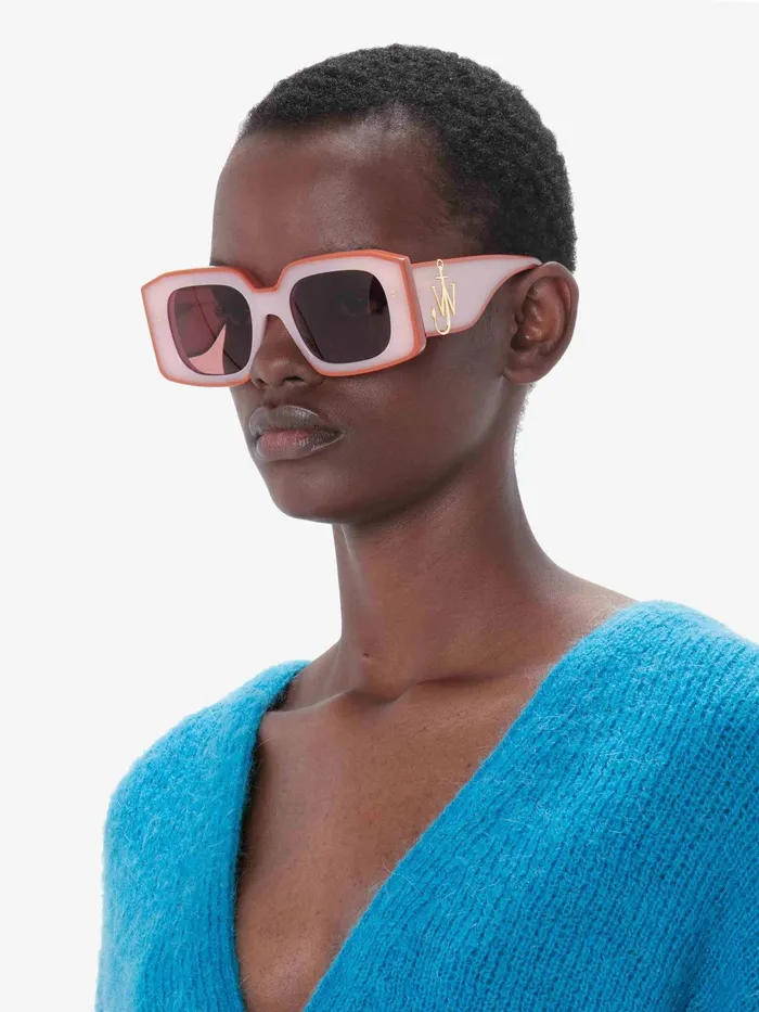 Women SUNGLASSES JW Anderson LARGE SQUARE BUMPER SUNGLASSES Pinkorange Women SUNGLASSES JW Anderson LARGE SQUARE BUMPER SUNGLASSES Pinkorange