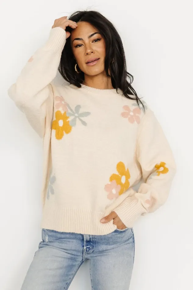 Women Sweaters Baltic Born Roxy Sweater Cream Flower Women Sweaters Baltic Born Roxy Sweater Cream Flower