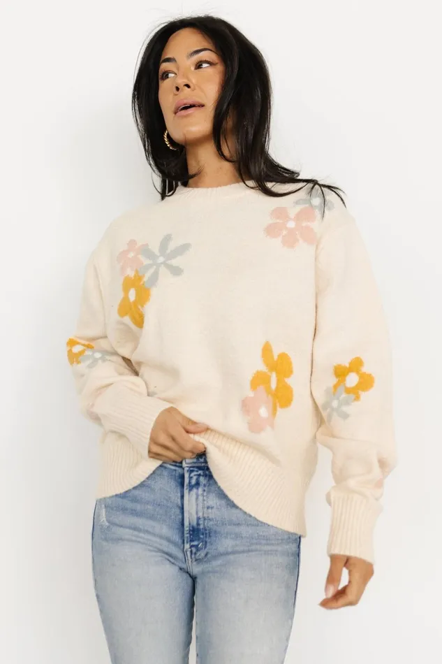 Women Sweaters Baltic Born Roxy Sweater Cream Flower Women Sweaters Baltic Born Roxy Sweater Cream Flower