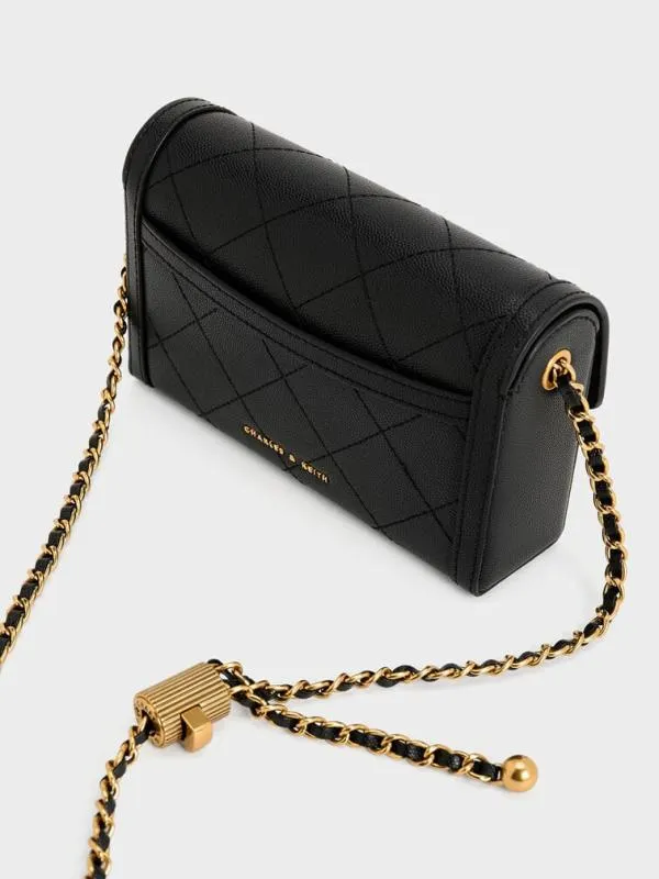 Women Tallulah Quilted PushLock Clutch 8211 Black CHARLES and KEITH Clutches