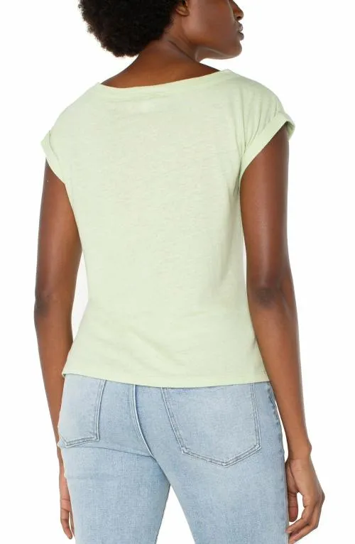 Women Tees Liverpool Los Angeles Short Sleeve Boat Neck Knit Top Lime Sherbet